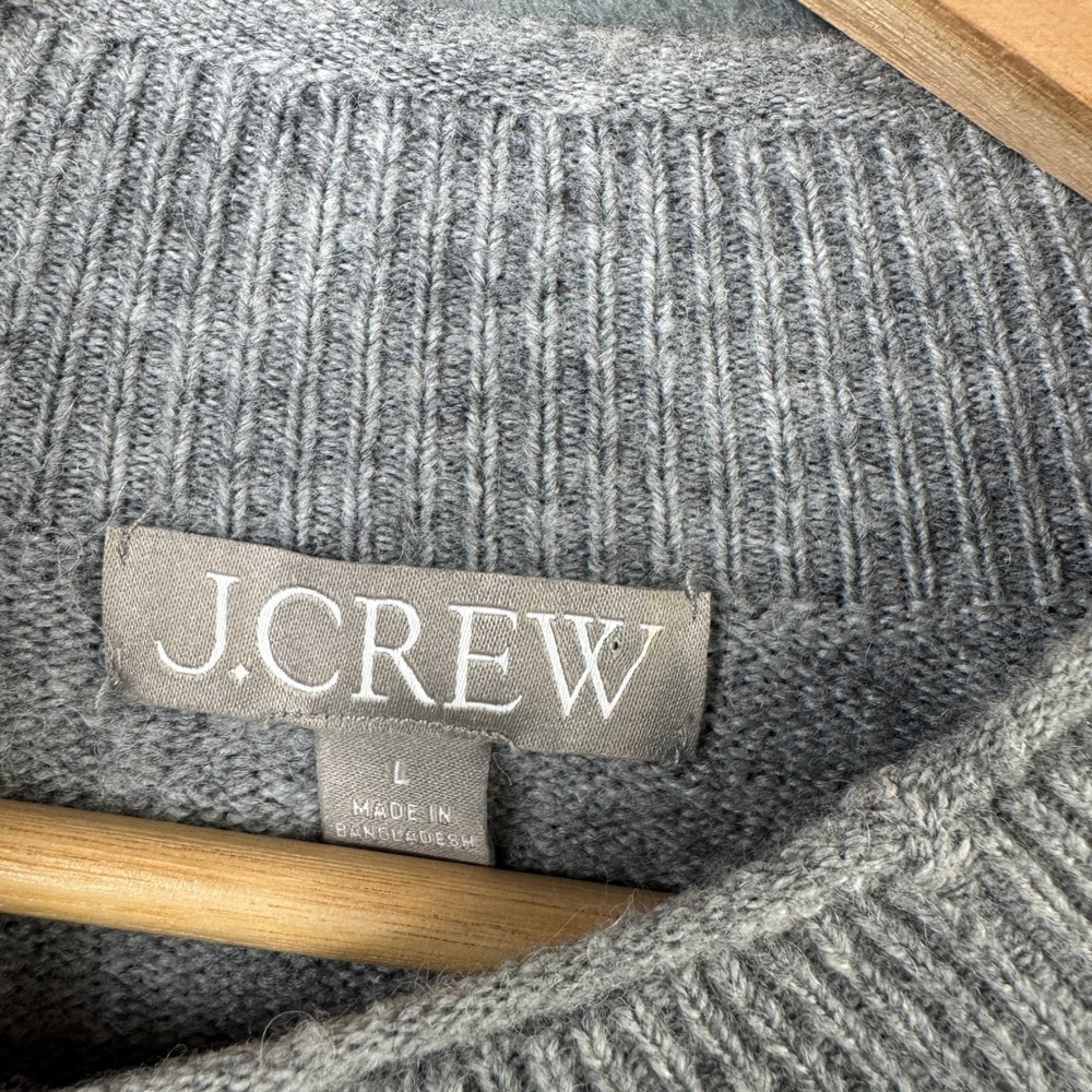 J.Crew Gray Merino Wool Alpaca Blend Rolled Mock Neck Sweater BD613 Size L - Picture 4 of 8